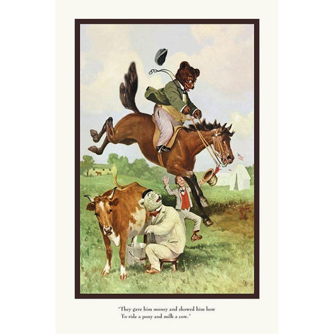 Teddy Roosevelts Bears: Teddy B and Teddy G on the Farm Black Modern Wood Framed Art Print with Double Matting by Culver, R.K.