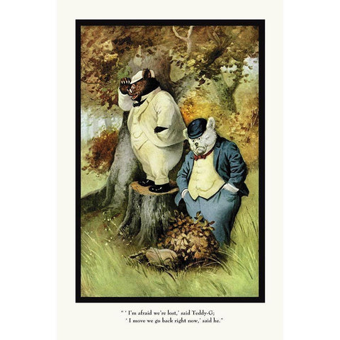 Teddy Roosevelts Bears: Teddy B and Teddy G Are Lost Black Modern Wood Framed Art Print with Double Matting by Culver, R.K.