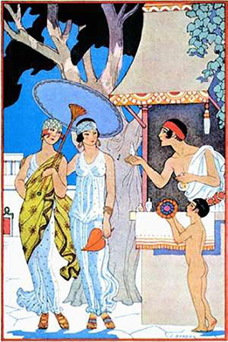 Ancient Greece Black Ornate Wood Framed Art Print with Double Matting by Barbier, Georges