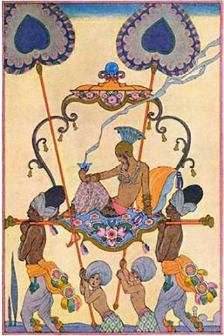 India Black Ornate Wood Framed Art Print with Double Matting by Barbier, Georges