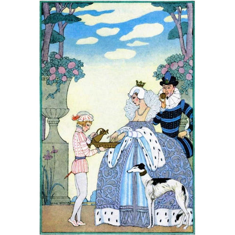 Elizabethan England Black Modern Wood Framed Art Print with Double Matting by Barbier, Georges