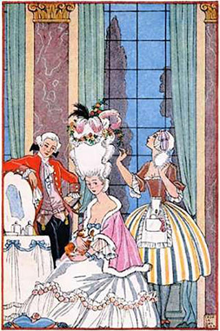 France in the 18th Century Black Ornate Wood Framed Art Print with Double Matting by Barbier, Georges