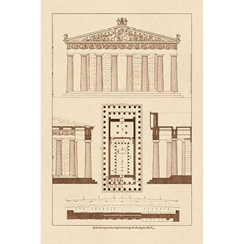 The Parthenon at Athens Gold Ornate Wood Framed Art Print with Double Matting by Buhlmann, J.