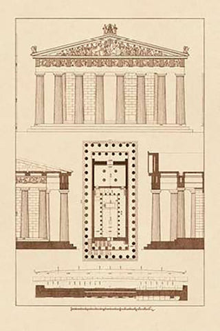 The Parthenon at Athens White Modern Wood Framed Art Print with Double Matting by Buhlmann, J.