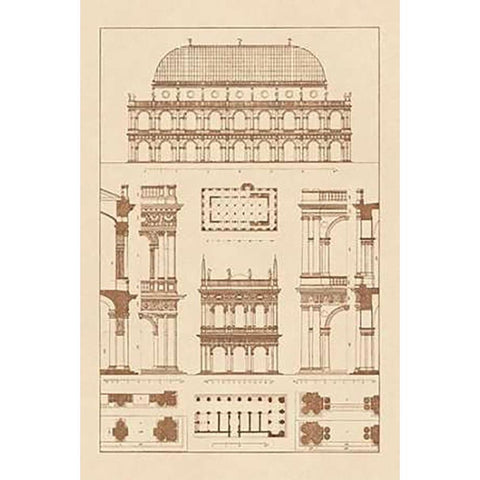 Basilica at Vicenza and Library of St. Marks at Venice Black Modern Wood Framed Art Print with Double Matting by Buhlmann, J.
