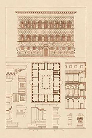 Palazzo Strozzi at Florence White Modern Wood Framed Art Print with Double Matting by Buhlmann, J.