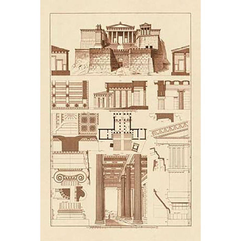 The Propylaea of the Acropolis at Athens Gold Ornate Wood Framed Art Print with Double Matting by Buhlmann, J.