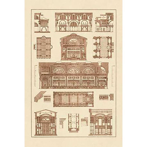 Interiors With Cross Vaults and Cupola Vaulting Gold Ornate Wood Framed Art Print with Double Matting by Buhlmann, J.