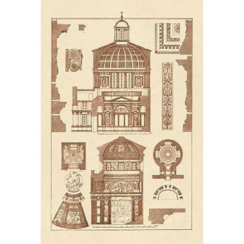 Domical Vaulting of the Renaissance Black Modern Wood Framed Art Print with Double Matting by Buhlmann, J.