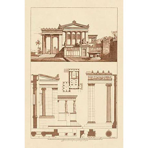 The Erechtheum at Athens Black Modern Wood Framed Art Print with Double Matting by Buhlmann, J.