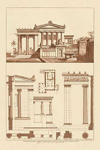 The Erechtheum at Athens White Modern Wood Framed Art Print with Double Matting by Buhlmann, J.