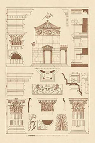 Tower of the Winds and Stoa of Hadrian White Modern Wood Framed Art Print with Double Matting by Buhlmann, J.