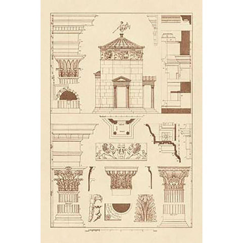 Tower of the Winds and Stoa of Hadrian Black Modern Wood Framed Art Print with Double Matting by Buhlmann, J.