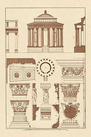 Temple of Vesta at Tivoli, Incantana at Salonichi White Modern Wood Framed Art Print with Double Matting by Buhlmann, J.