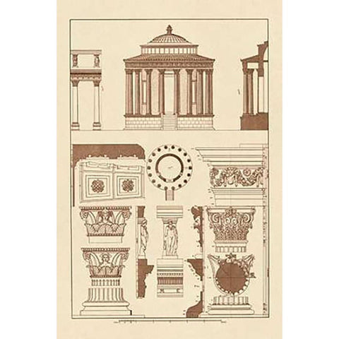 Temple of Vesta at Tivoli, Incantana at Salonichi Black Modern Wood Framed Art Print with Double Matting by Buhlmann, J.