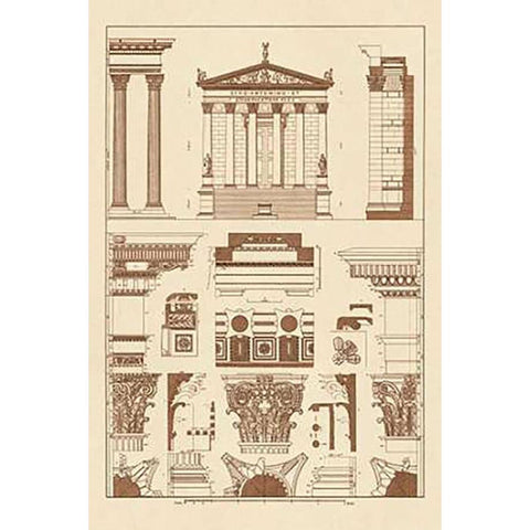 Temples of Antonius, Castor and Mars Black Modern Wood Framed Art Print with Double Matting by Buhlmann, J.