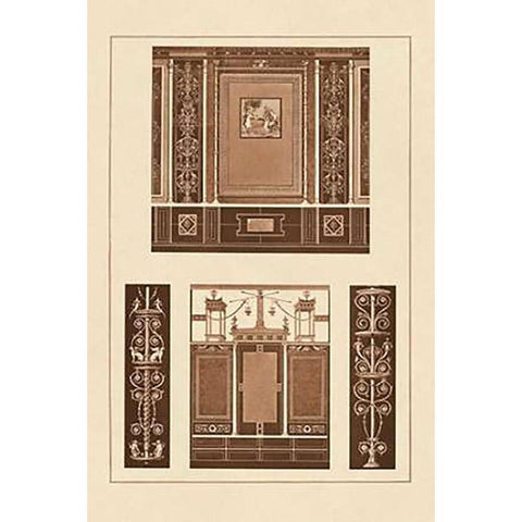 Ancient Wall Paintings Black Modern Wood Framed Art Print by Buhlmann, J.