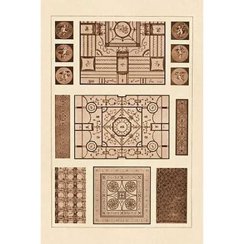Painted Ceilings and Pavements from Pompeii Gold Ornate Wood Framed Art Print with Double Matting by Buhlmann, J.