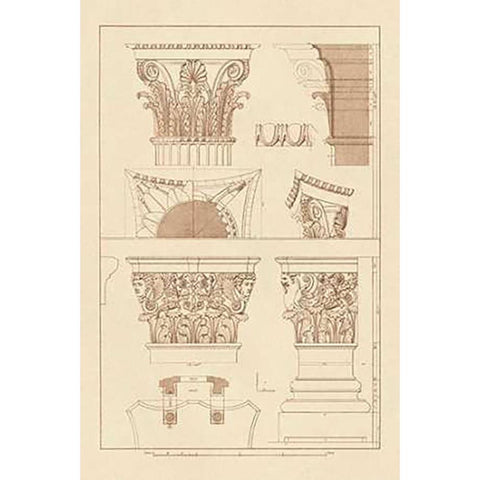 Ancient Capitals Black Modern Wood Framed Art Print with Double Matting by Buhlmann, J.