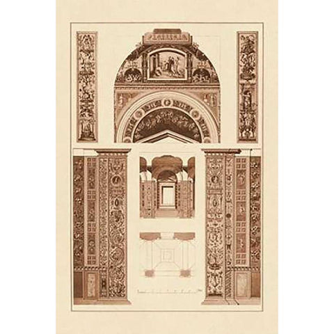 Decoration of the Second Corridor of the Loggie in the Vatican Black Modern Wood Framed Art Print by Buhlmann, J.