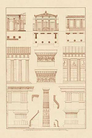 Doric Order, Temple of Zeus and Cased Column Black Ornate Wood Framed Art Print with Double Matting by Buhlmann, J.