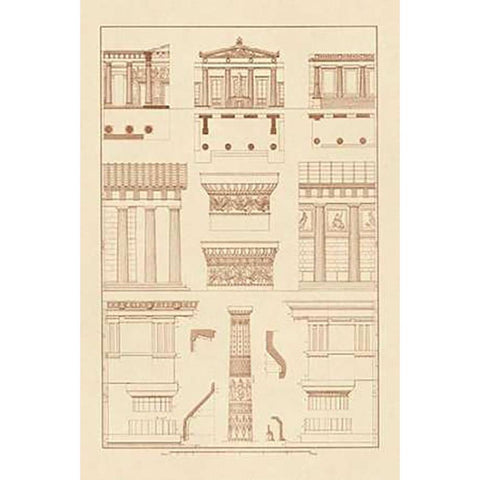 Doric Order, Temple of Zeus and Cased Column Black Modern Wood Framed Art Print by Buhlmann, J.