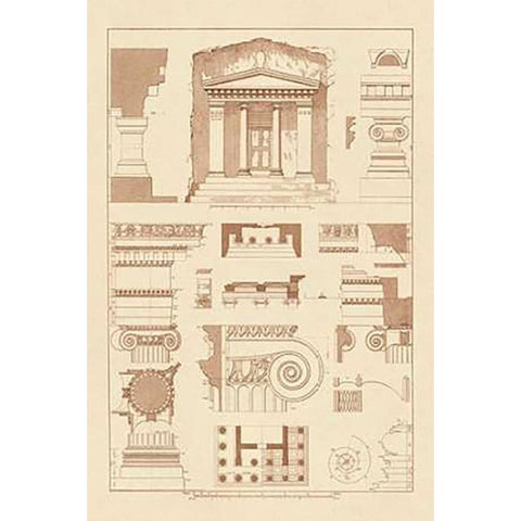 Tomb of Amyntas and Temple of Athena Polias Black Modern Wood Framed Art Print by Buhlmann, J.