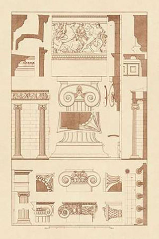 Ionic Capitals Black Ornate Wood Framed Art Print with Double Matting by Buhlmann, J.