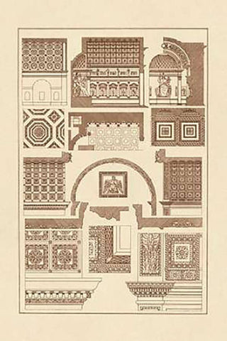 Roman Barrel Vaults Black Ornate Wood Framed Art Print with Double Matting by Buhlmann, J.