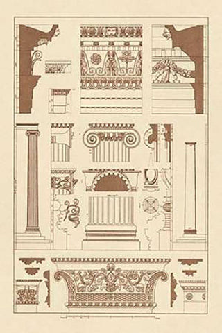 Entablatures and Capitals Black Ornate Wood Framed Art Print with Double Matting by Buhlmann, J.