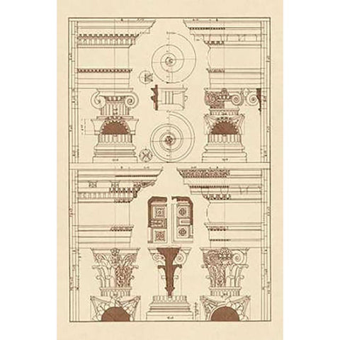 Pediments of the Renaissance Black Modern Wood Framed Art Print by Buhlmann, J.