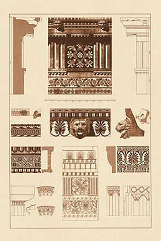 Entablatures, Terracottas and Cymas White Modern Wood Framed Art Print with Double Matting by Buhlmann, J.