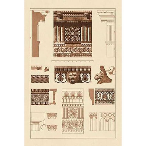 Entablatures, Terracottas and Cymas Black Modern Wood Framed Art Print by Buhlmann, J.