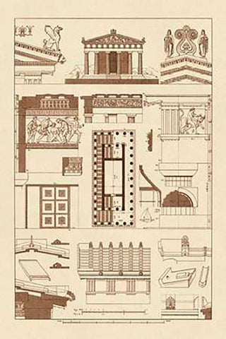 Temples and Roofings White Modern Wood Framed Art Print with Double Matting by Buhlmann, J.