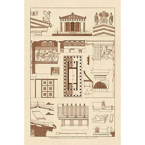 Temples and Roofings White Modern Wood Framed Art Print by Buhlmann, J.