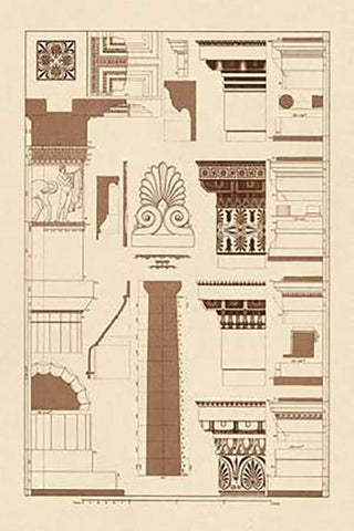 Details of the Parthenon at Athens Black Ornate Wood Framed Art Print with Double Matting by Buhlmann, J.