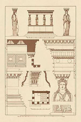 Porch of the Caryatids White Modern Wood Framed Art Print with Double Matting by Buhlmann, J.