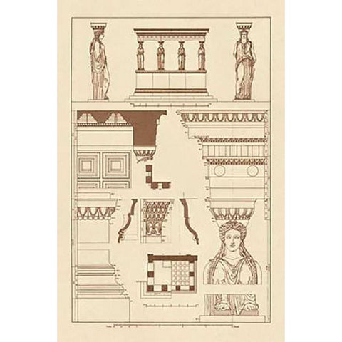 Porch of the Caryatids Gold Ornate Wood Framed Art Print with Double Matting by Buhlmann, J.
