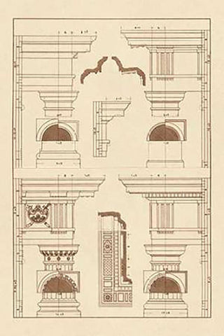 Doric and Tuscan Orders Black Ornate Wood Framed Art Print with Double Matting by Buhlmann, J.