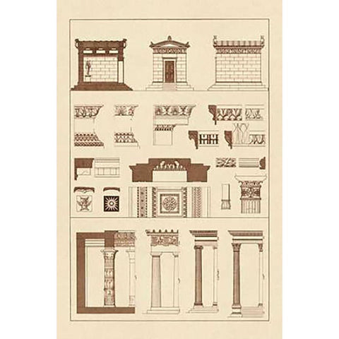 Hellenic Chapel and Decorative Forms Black Modern Wood Framed Art Print with Double Matting by Buhlmann, J.