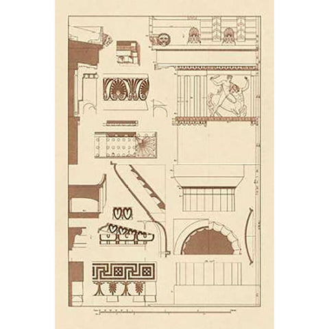 Details of Parthenon at Athens Black Modern Wood Framed Art Print with Double Matting by Buhlmann, J.