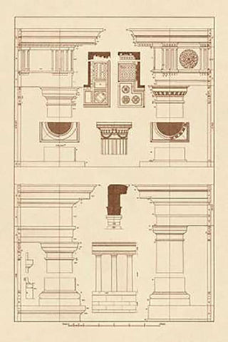 Doric, Tuscan Orders and Columns White Modern Wood Framed Art Print with Double Matting by Buhlmann, J.