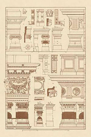 Details of Basilica at Vicenza and Library at Venice White Modern Wood Framed Art Print with Double Matting by Buhlmann, J.