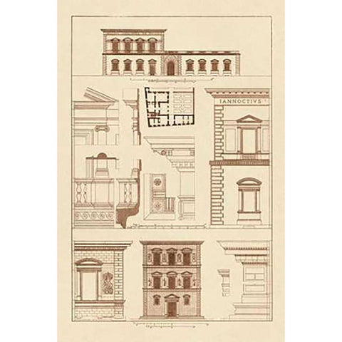 Palazzos Pandolfini and Bartolini at Florence Black Modern Wood Framed Art Print with Double Matting by Buhlmann, J.