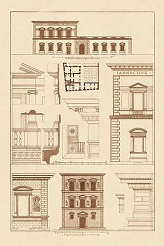 Palazzos Pandolfini and Bartolini at Florence White Modern Wood Framed Art Print with Double Matting by Buhlmann, J.