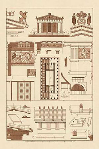 Temple of Athene and Theseus, PolyMuseumome Black Ornate Wood Framed Art Print with Double Matting by Buhlmann, J.