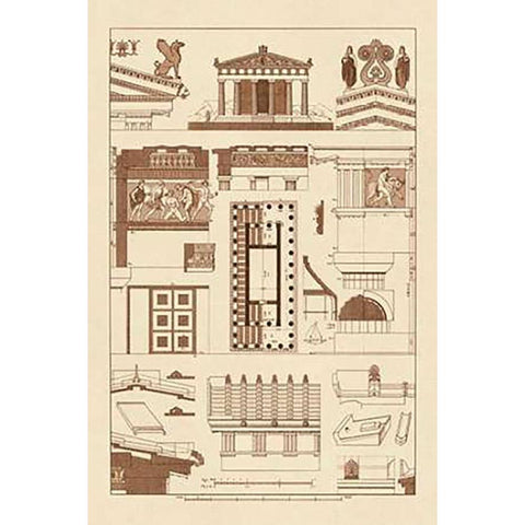 Temple of Athene and Theseus, PolyMuseumome Gold Ornate Wood Framed Art Print with Double Matting by Buhlmann, J.