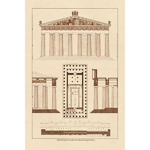 The Parthenon at Athens, PolyMuseumome Black Modern Wood Framed Art Print by Buhlmann, J.