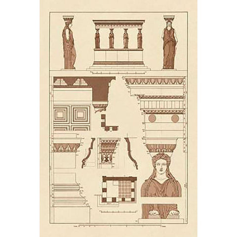 Porch of Caryatids, PolyMuseumome Black Modern Wood Framed Art Print by Buhlmann, J.