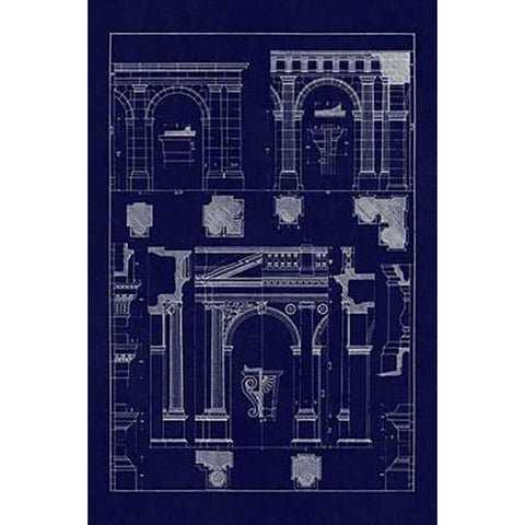 Arcades (Blueprint) White Modern Wood Framed Art Print by Buhlmann, J.